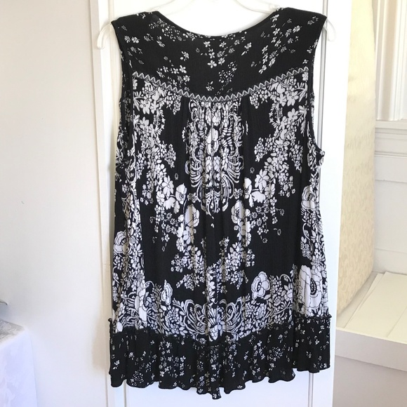 BILA Floral Tunic Sleeveless Tassel Tie Ruffle Hem Embroidered Boho Top Size XXL - Picture 7 of 16